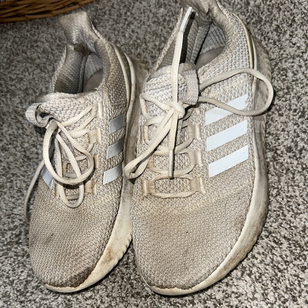 Adidas Beige Sneakers with White Stripes